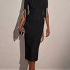 She Means Business Pearl - Detail Midi Dress - Lustreve