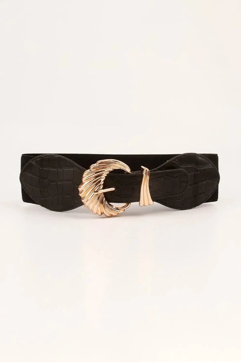 Shell Alloy Buckle Elastic Belt - Lustreve