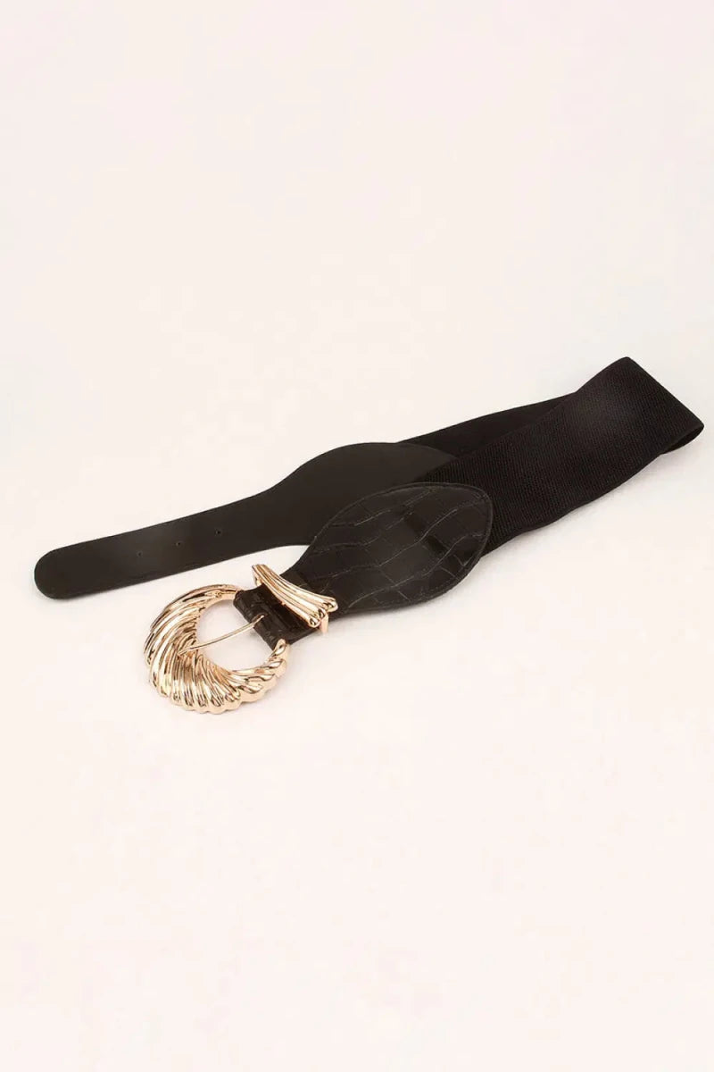 Shell Alloy Buckle Elastic Belt - Lustreve