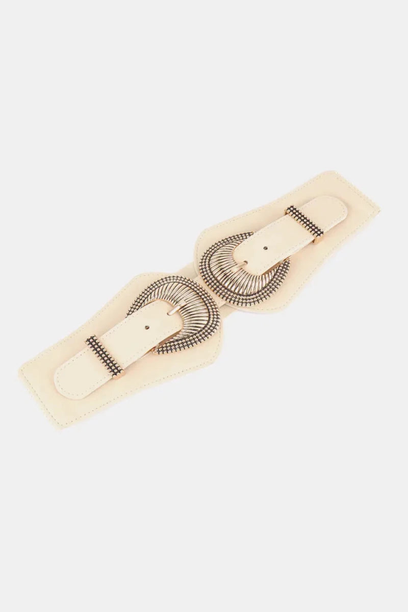 Shell Double Buckle Elastic Wide Belt - Lustreve