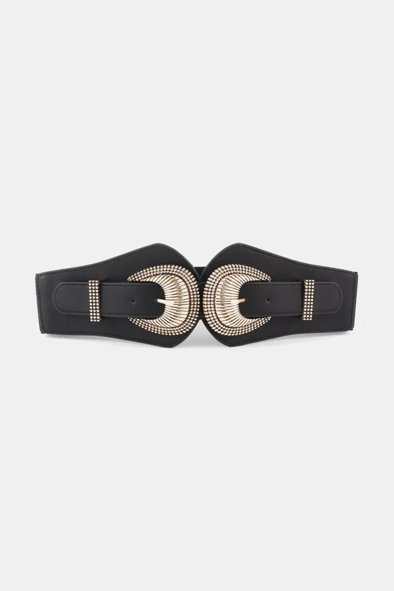Shell Double Buckle Elastic Wide Belt - Lustreve