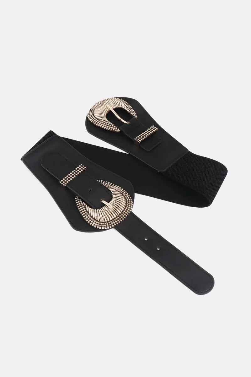 Shell Double Buckle Elastic Wide Belt - Lustreve
