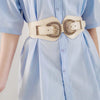 Shell Double Buckle Elastic Wide Belt - Lustreve