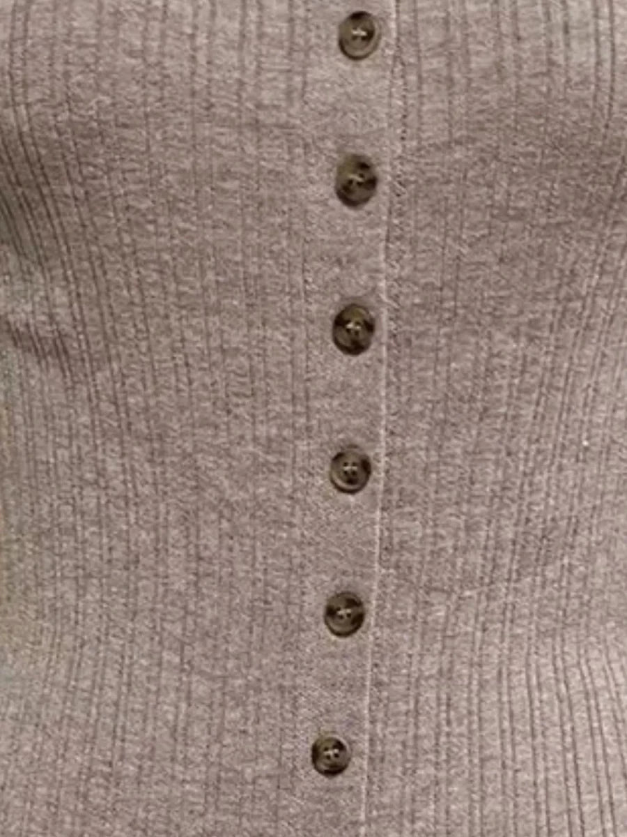 Simple Saturday Button - Front Bodycon Sweater Dress - Lustreve