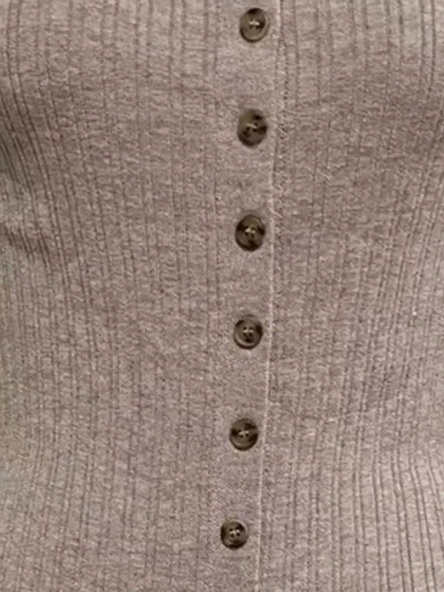 Simple Saturday Button - Front Bodycon Sweater Dress - Lustreve
