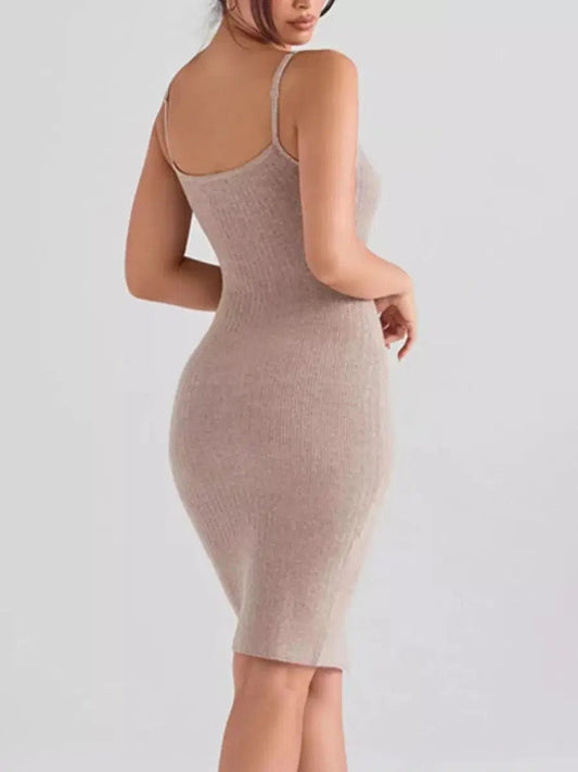 Simple Saturday Button - Front Bodycon Sweater Dress - Lustreve