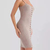 Simple Saturday Button - Front Bodycon Sweater Dress - Lustreve