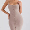 Simple Saturday Button - Front Bodycon Sweater Dress - Lustreve