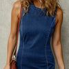 Simple Saturday Sienna Denim Curve Mini Dress - Lustreve