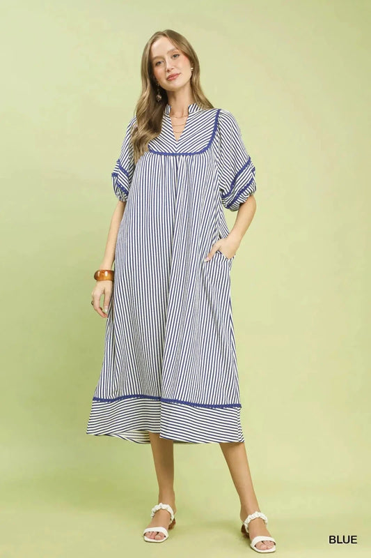 Slow Mornings & Blue Skies Stripe Maxi Dress - Lustreve