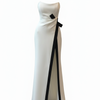 Robe longue bustier fendue contrastante noire et blanche Isabelle