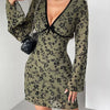 Soft Florals, Hard to Resist Mesh Mini Dress – Olive - Lustreve