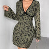 Soft Florals, Hard to Resist Mesh Mini Dress – Olive - Lustreve