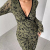 Soft Florals, Hard to Resist Mesh Mini Dress – Olive - Lustreve