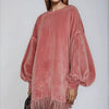 Soft Focus Fringe - Sway Sweater Mini Dress - Lustreve