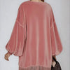 Soft Focus Fringe - Sway Sweater Mini Dress - Lustreve