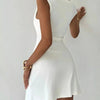 Soft Spoken, Hard to Forget Off - Shoulder Draped Mini Dress - Lustreve