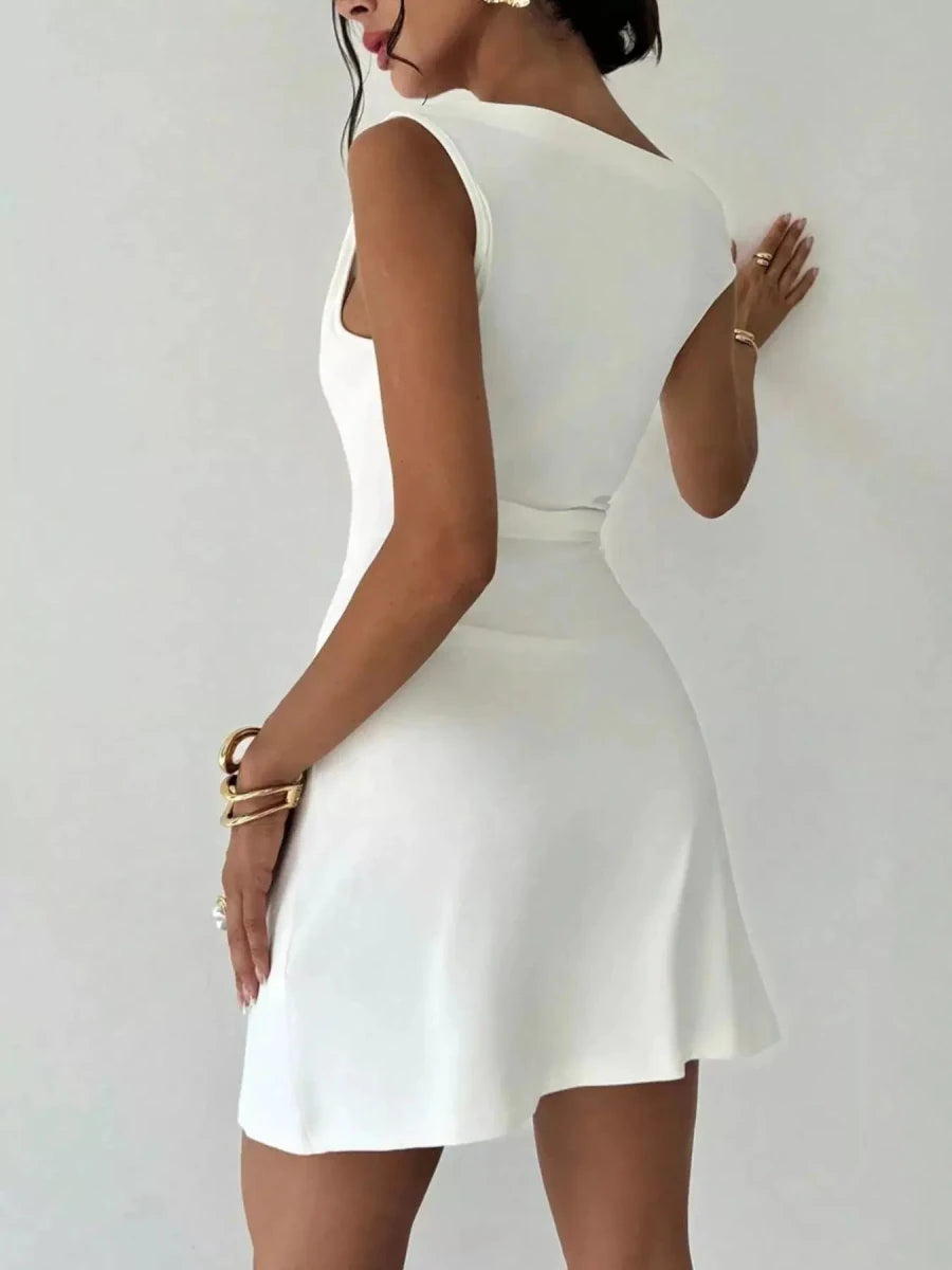 Soft Spoken, Hard to Forget Off - Shoulder Draped Mini Dress - Lustreve