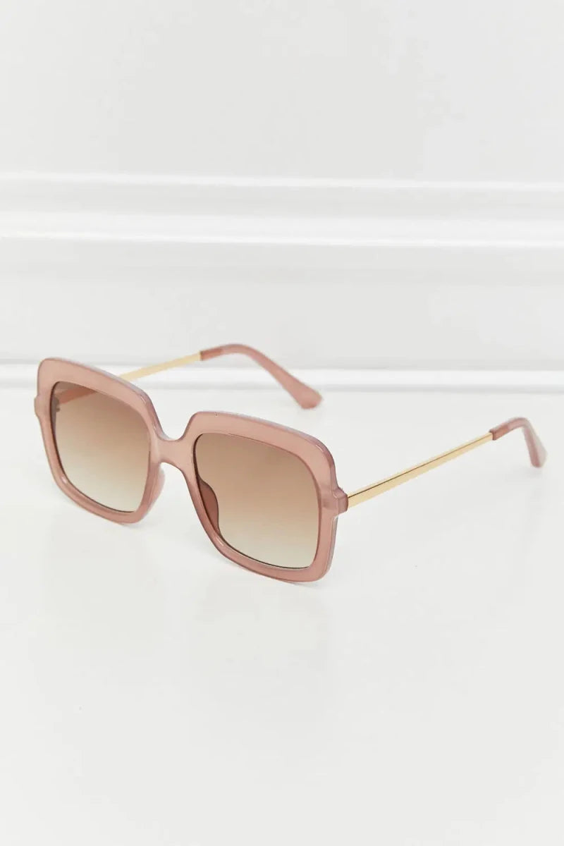 Square Metal - Plastic Hybrid Temple Sunglasses - Lustreve