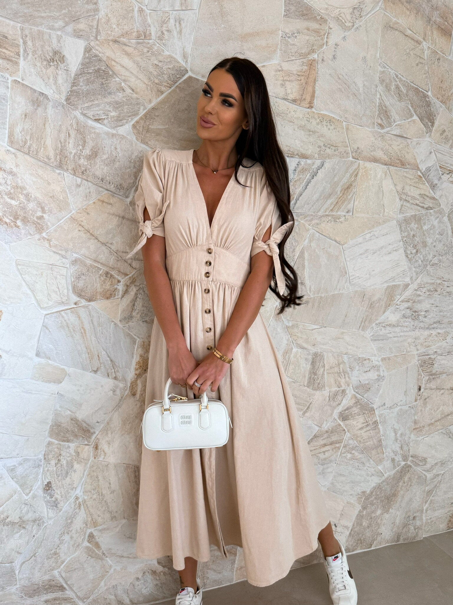 Sunkissed Allure V-Neck Denim Dress