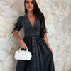 Sunkissed Allure V-Neck Denim Dress