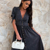 Sunkissed Allure V-Neck Denim Dress