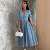 Sunkissed Allure V-Neck Denim Dress