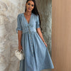 Sunkissed Allure V-Neck Denim Dress