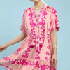 Sunlit Stroll Floral Tie - Waist Mini Dress – Pink - Lustreve