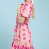 Sunlit Stroll Floral Tie - Waist Mini Dress – Pink - Lustreve