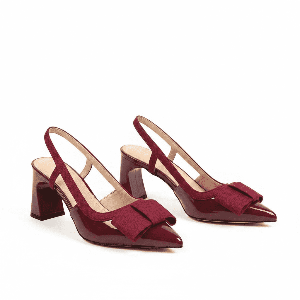 Midnight Elegance Bow Sling Heels