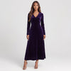 V-Neck Long Sleeve Velvet Dress