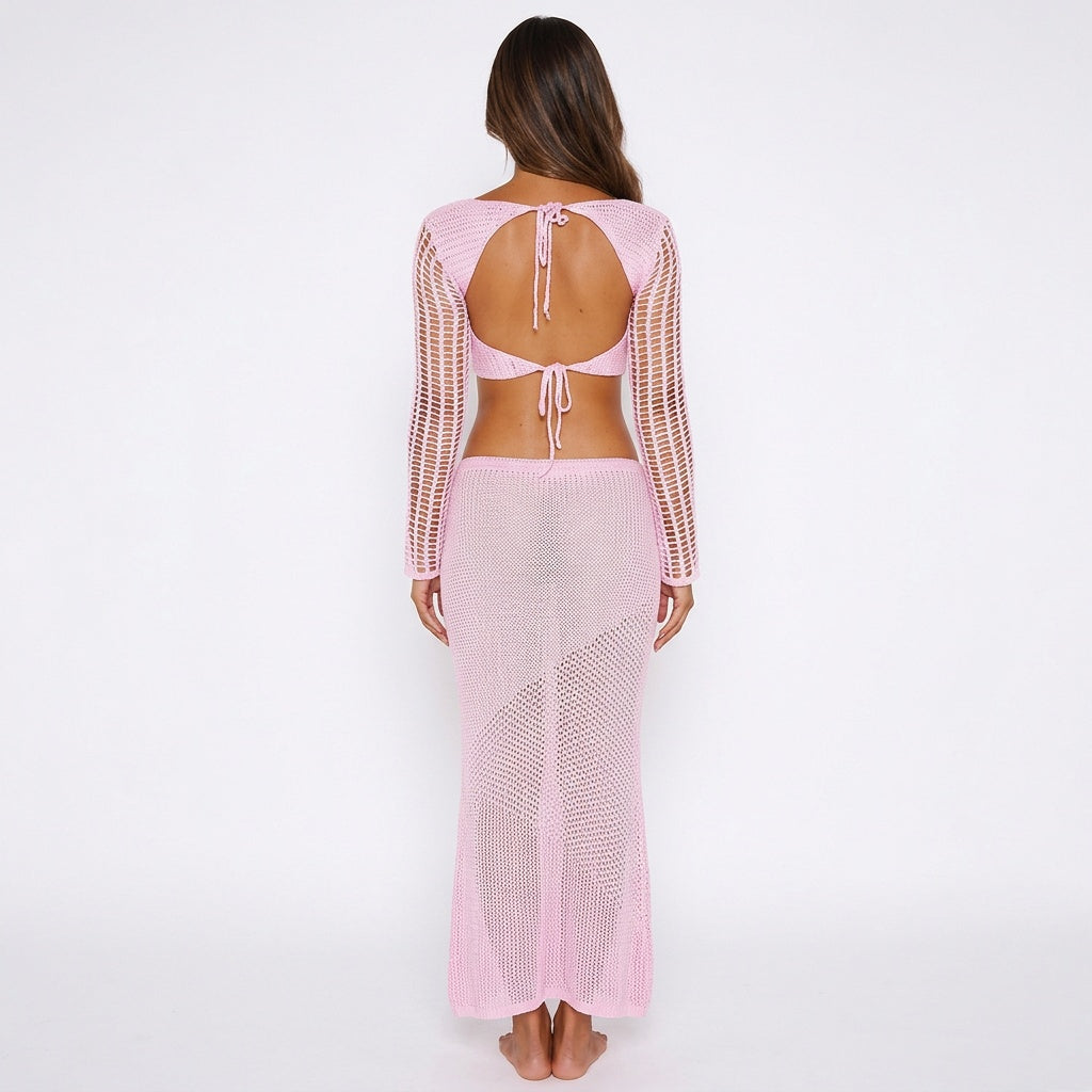 Beachside Muse Openwork Tie-Back Two-Piece Set