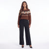 Harvest Hex Cat Pattern Knit Round Neck Sweater
