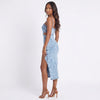 Cutout Slit Spaghetti Strap Denim Dress