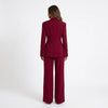Bordeaux Power Collar Blazer and Wide-Leg Pants Set