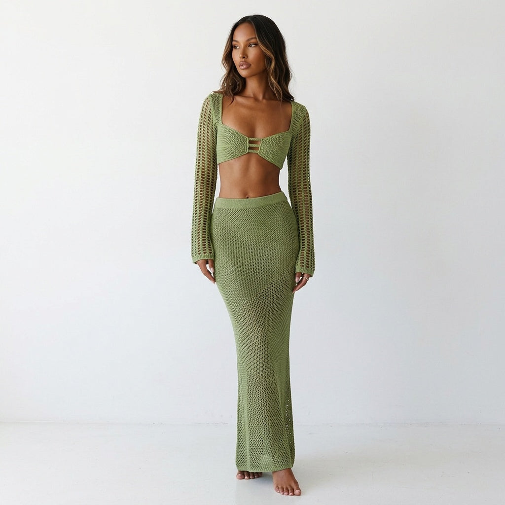 Beachside Muse Openwork Tie-Back Two-Piece Set