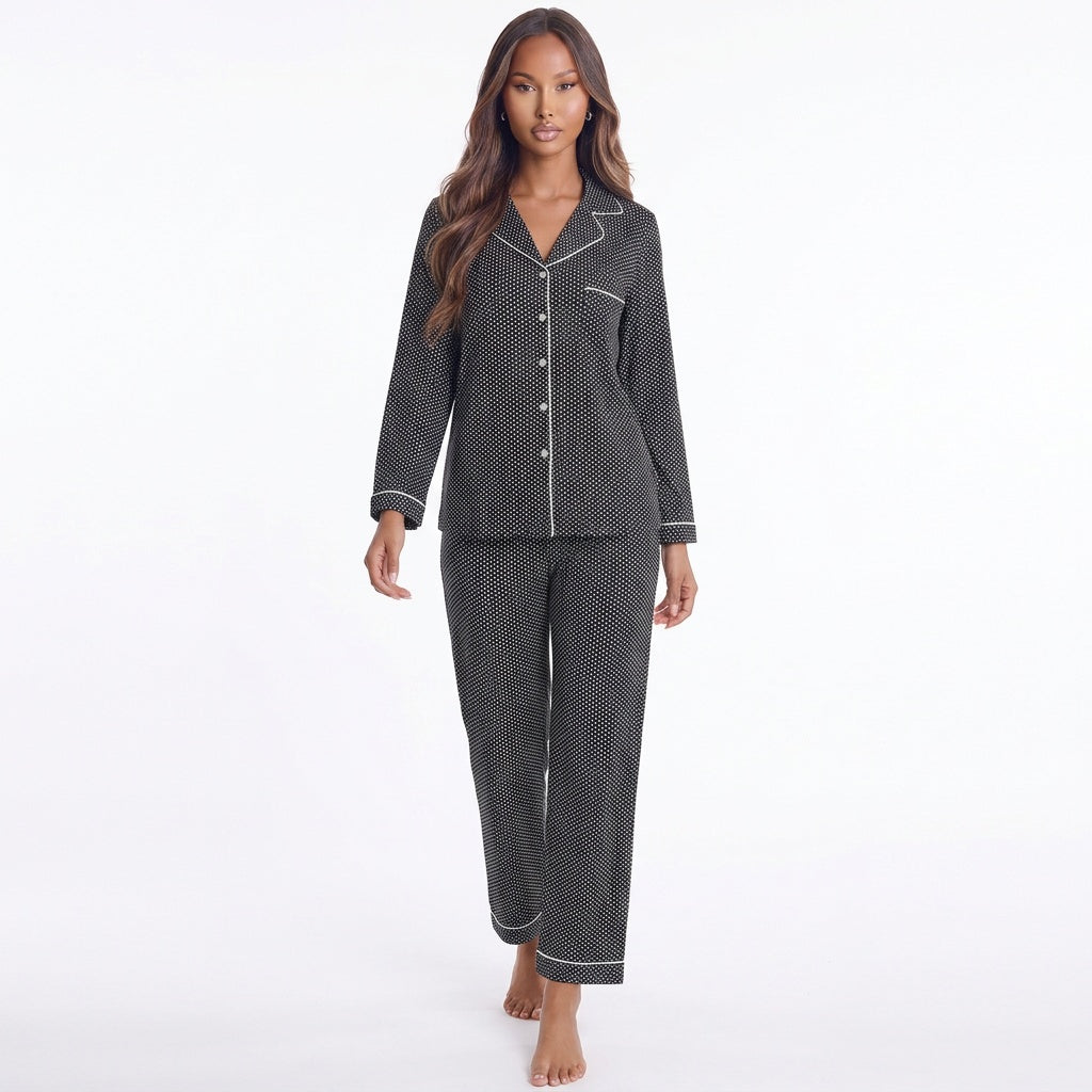 Collared Neck Loungewear Set with Pocket