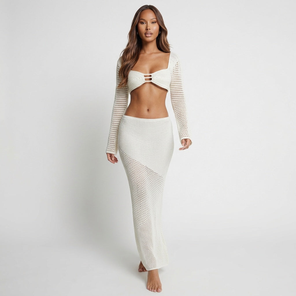 Beachside Muse Openwork Tie-Back Two-Piece Set