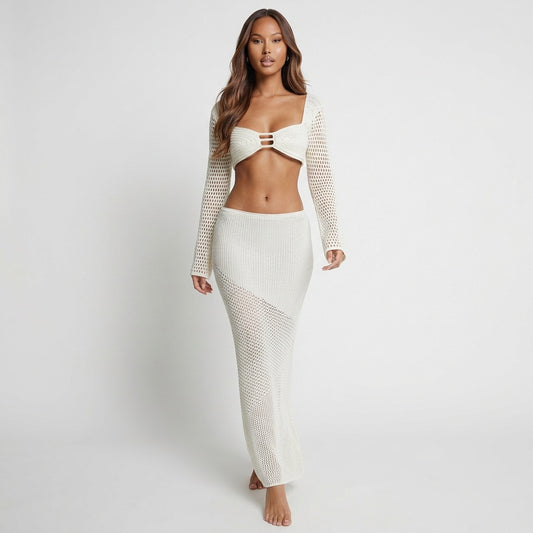 Beachside Muse Openwork Tie-Back Two-Piece Set
