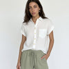 Weekend Away Rolled Sleeve Button-up Top