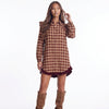 Apple Cider Mood Plaid Ruffle Shirt Mini Dress