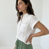 Weekend Away Rolled Sleeve Button-up Top