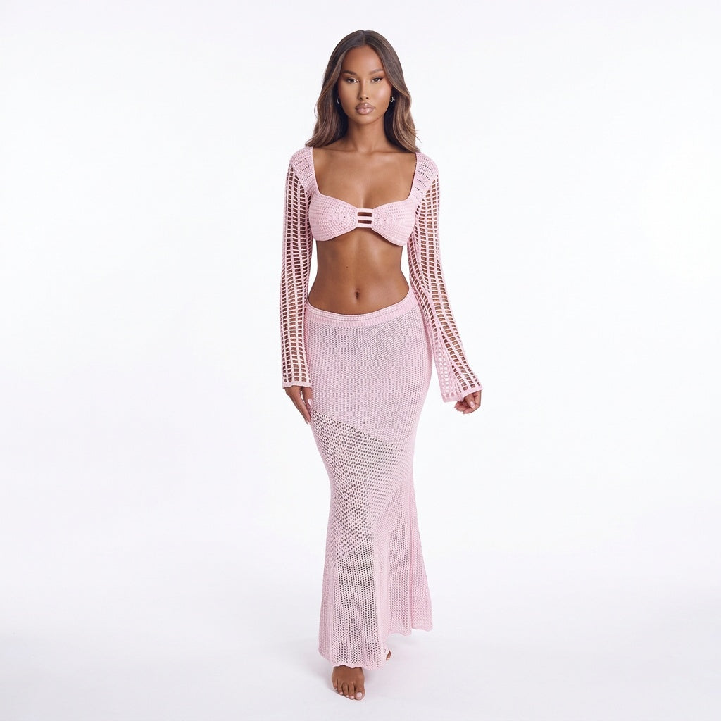 Beachside Muse Openwork Tie-Back Two-Piece Set
