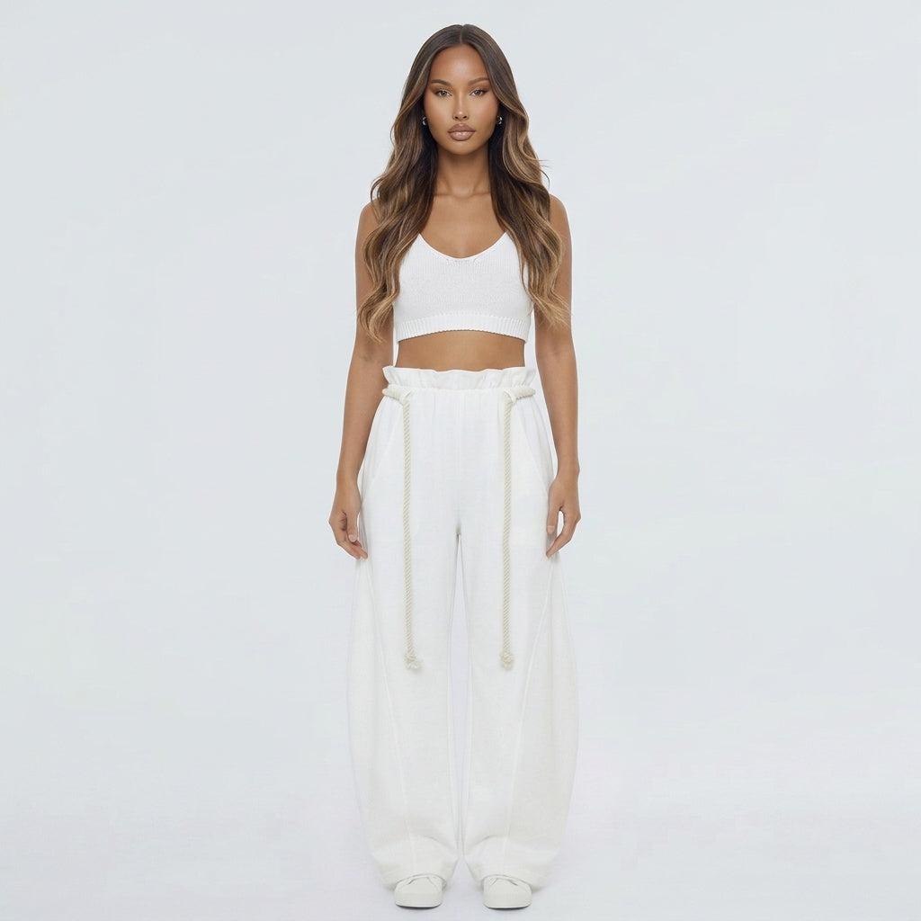Harbor Hour Rope-Waist Wide-Leg Pants