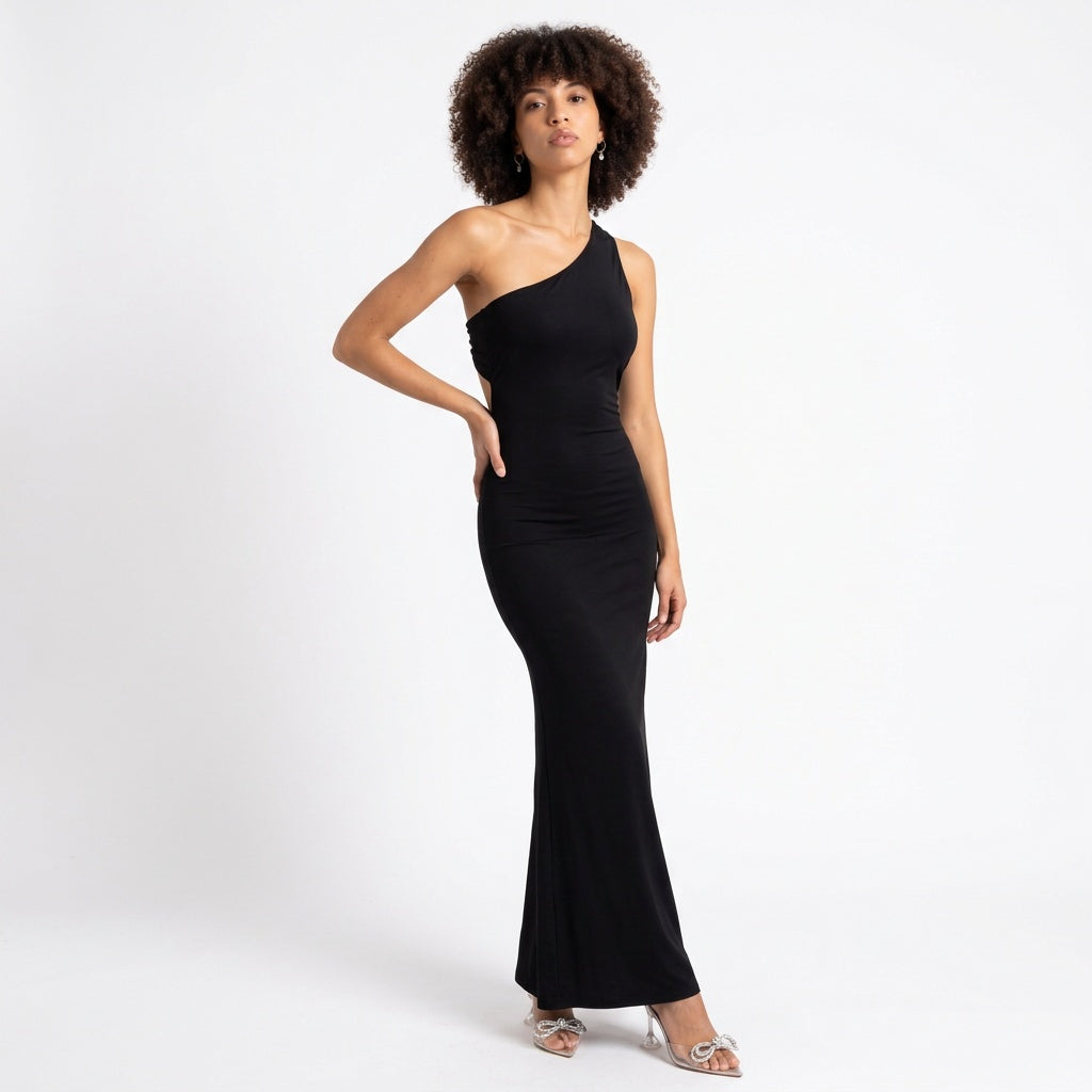 One Side Story Twist-Back Maxi Dress