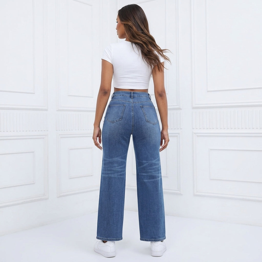 Rough Around the Edges Distressed Wide-Leg Jeans