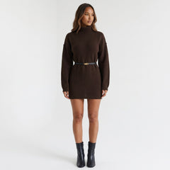 Cocoa Season Turtleneck Sweater Mini Dress