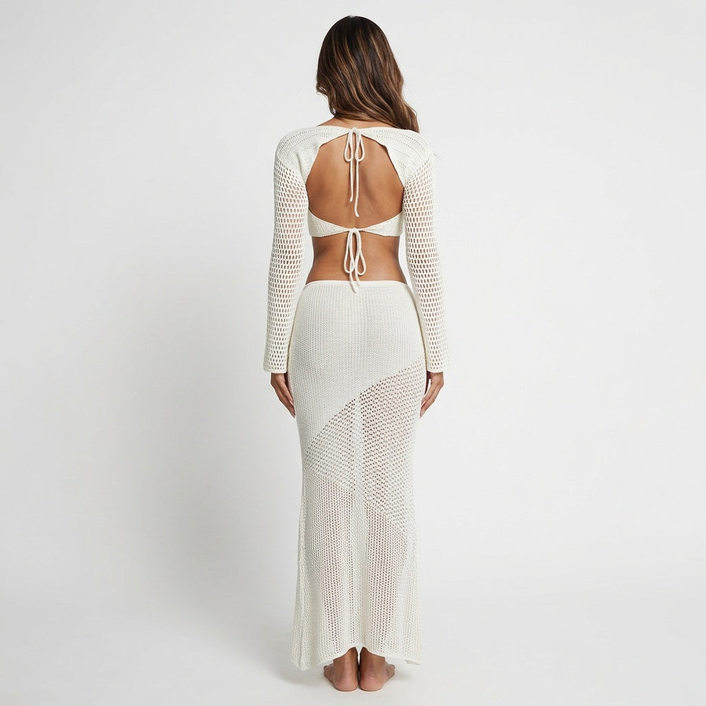 Beachside Muse Openwork Tie-Back Two-Piece Set