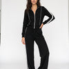 Off-Duty Ace Black Track Jacket and Wide-Leg Pants Set